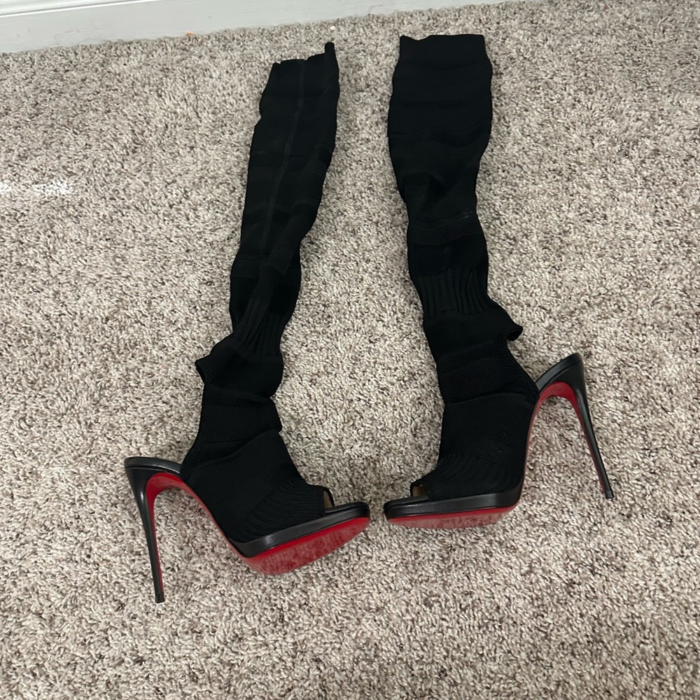 Christian Louboutin Black and Red Heeled Boots